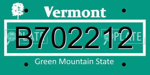 B702212 Vermont License Plate