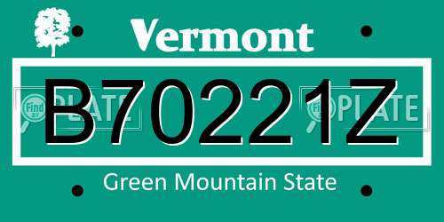 B70221Z Vermont License Plate