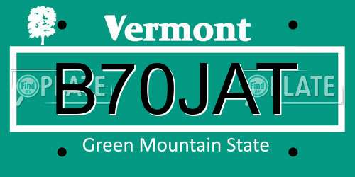 B70JAT Vermont License Plate