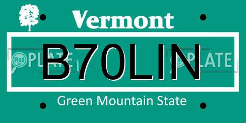 B70LIN Vermont License Plate