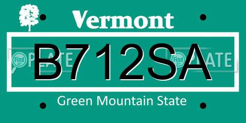 B712SA Vermont License Plate