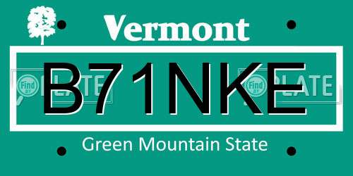 B71NKE Vermont License Plate