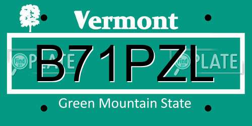 B71PZL Vermont License Plate