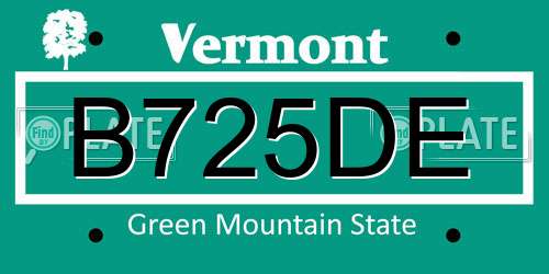 B725DE Vermont License Plate