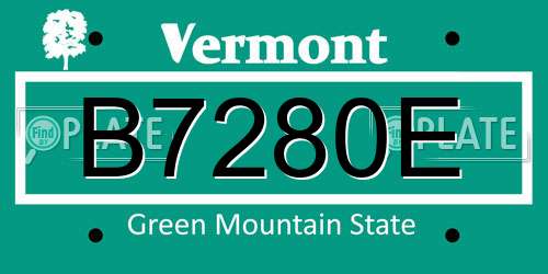 B7280E Vermont License Plate