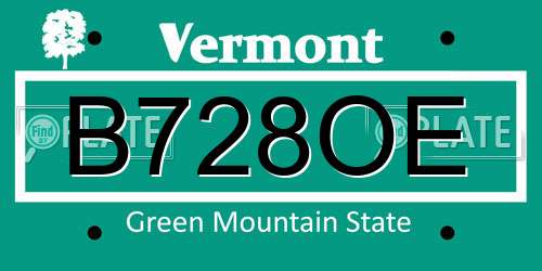 B728OE Vermont License Plate