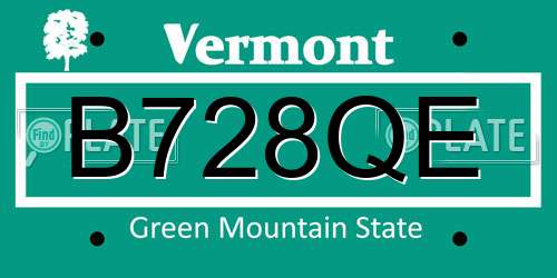 B728QE Vermont License Plate
