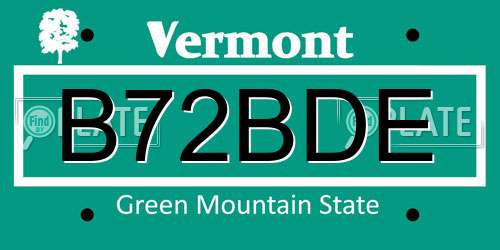 B72BDE Vermont License Plate