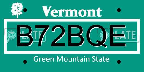 B72BQE Vermont License Plate