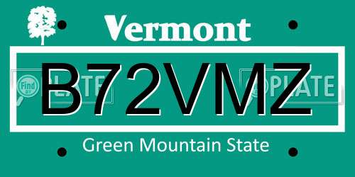 B72VMZ Vermont License Plate