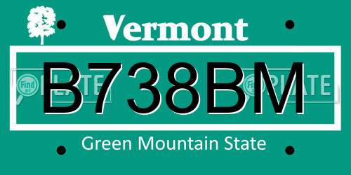 B738BM Vermont License Plate