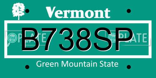 B738SP Vermont License Plate