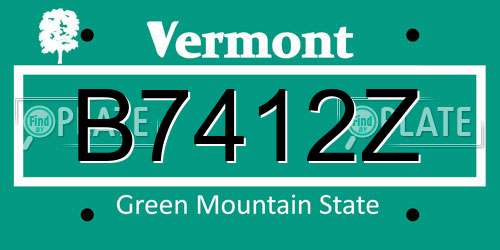 B7412Z Vermont License Plate