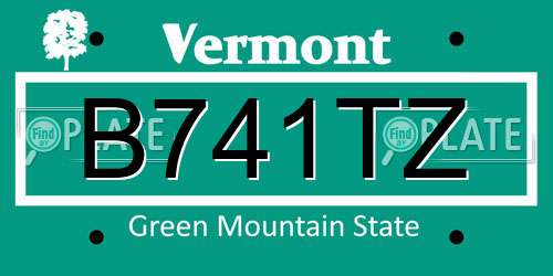 B741TZ Vermont License Plate