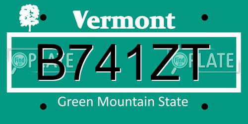 B741ZT Vermont License Plate