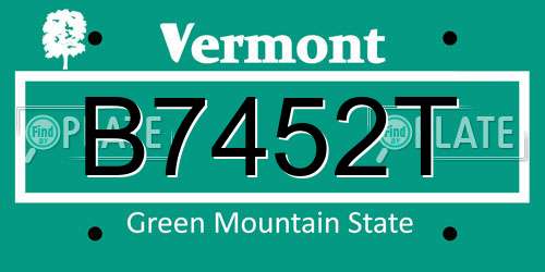 B7452T Vermont License Plate