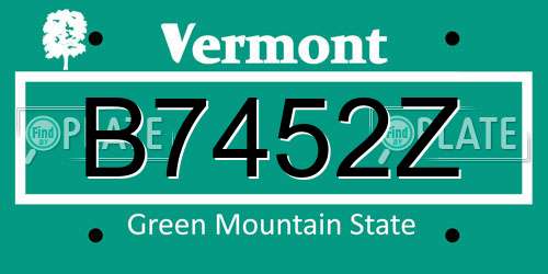 B7452Z Vermont License Plate