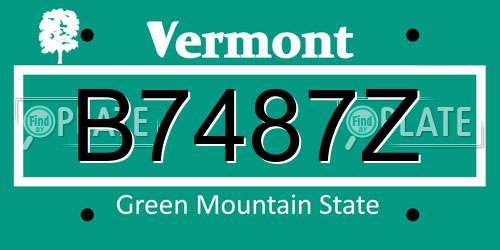 B7487Z Vermont License Plate
