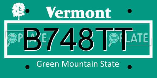 B748TT Vermont License Plate