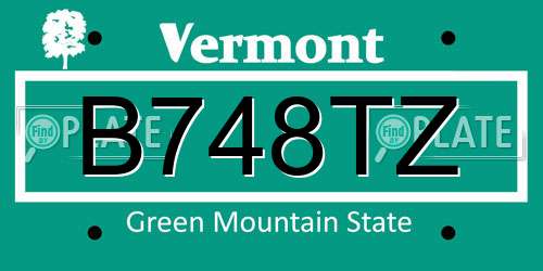 B748TZ Vermont License Plate