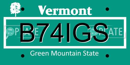 B74IGS Vermont License Plate