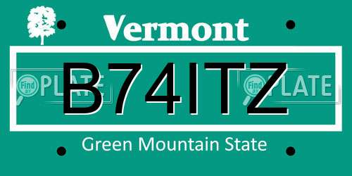B74ITZ Vermont License Plate