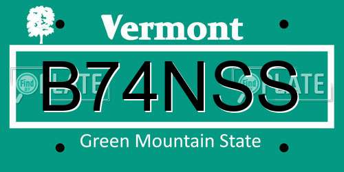 B74NSS Vermont License Plate