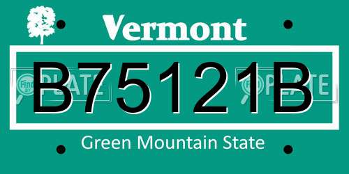 B75121B Vermont License Plate
