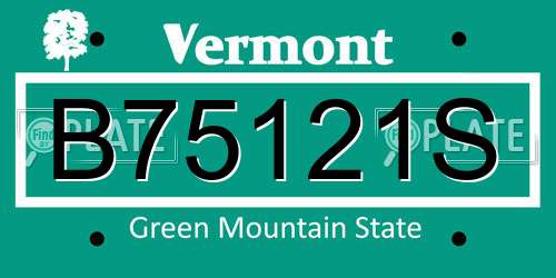 B75121S Vermont License Plate