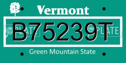 B75239T Vermont License Plate