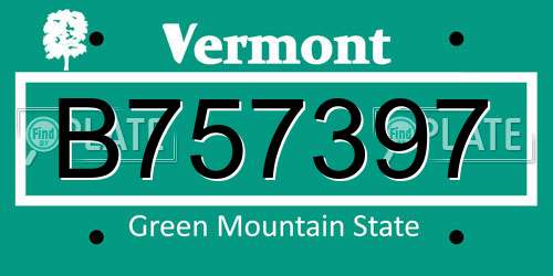 B757397 Vermont License Plate