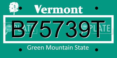 B75739T Vermont License Plate