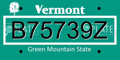 B75739Z Vermont License Plate