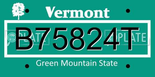B75824T Vermont License Plate