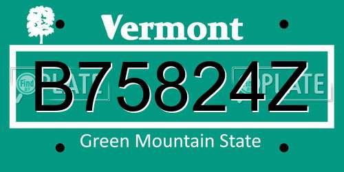 B75824Z Vermont License Plate