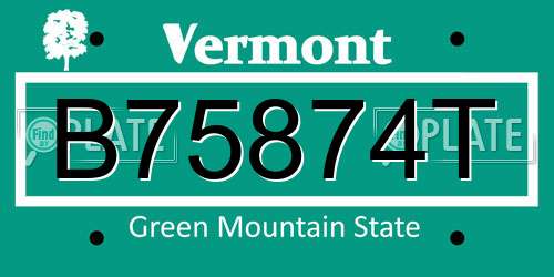 B75874T Vermont License Plate