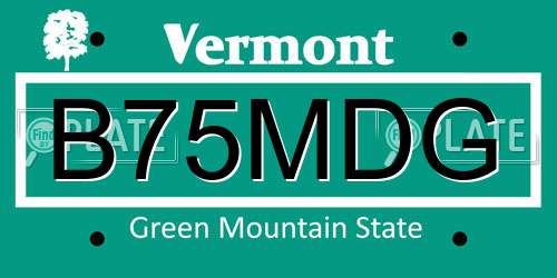B75MDG Vermont License Plate