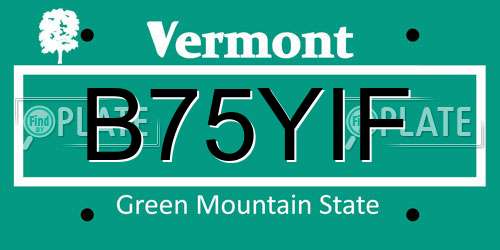 B75YIF Vermont License Plate