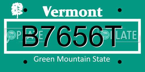 B7656T Vermont License Plate