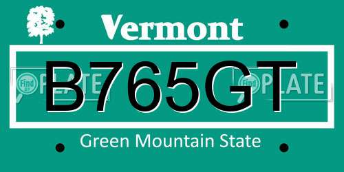 B765GT Vermont License Plate