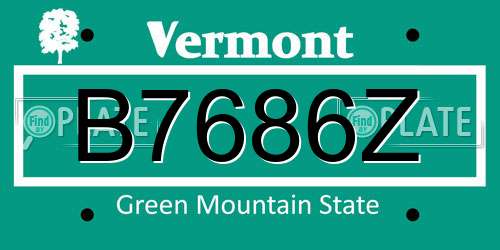 B7686Z Vermont License Plate