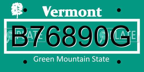 B76890G Vermont License Plate