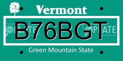 B76BGT Vermont License Plate