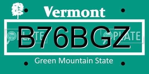 B76BGZ Vermont License Plate