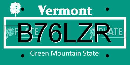 B76LZR Vermont License Plate
