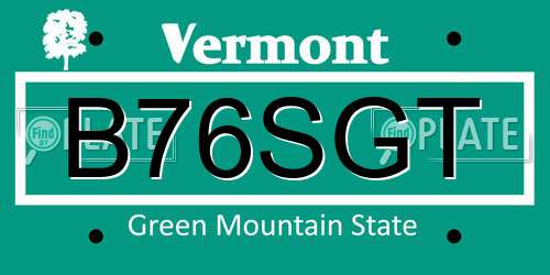 B76SGT Vermont License Plate