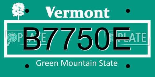 B7750E Vermont License Plate