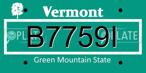 B7759I Vermont License Plate