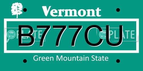 B777CU Vermont License Plate