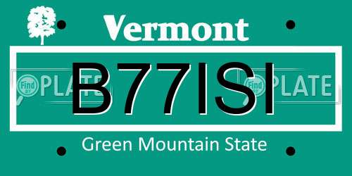 B77ISI Vermont License Plate